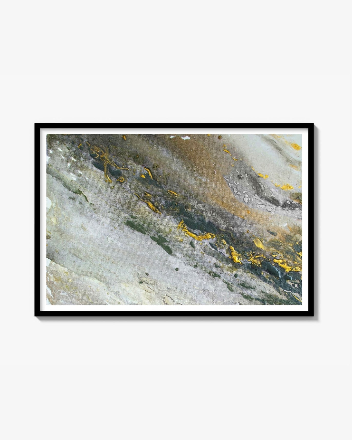 Fine Art Print Abstract Marble Gold Gray - Marble Wave Gray | Museum Quality