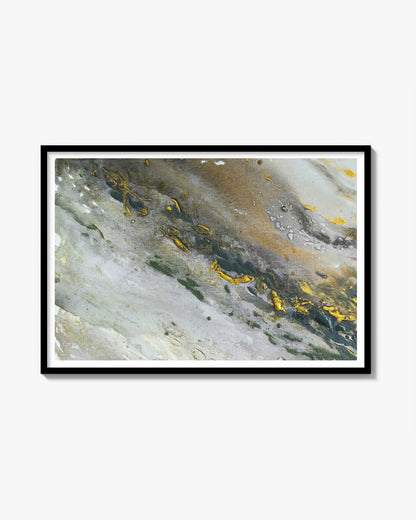 Fine Art Print Abstrakt Marmor Guld Grå - Marble Wave Gray | Museum Kvalitet