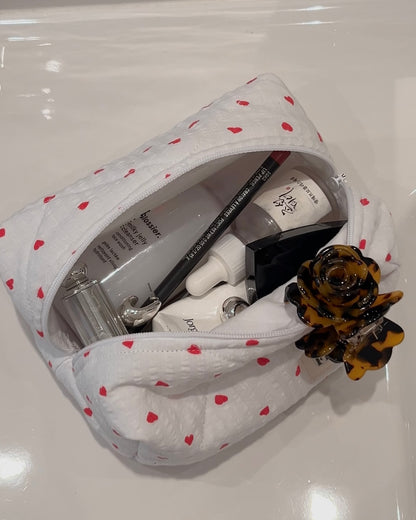 Upcycled makeup bag - Hearts
