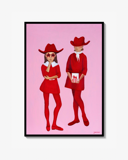 Ladies in red (and cow) - Poster