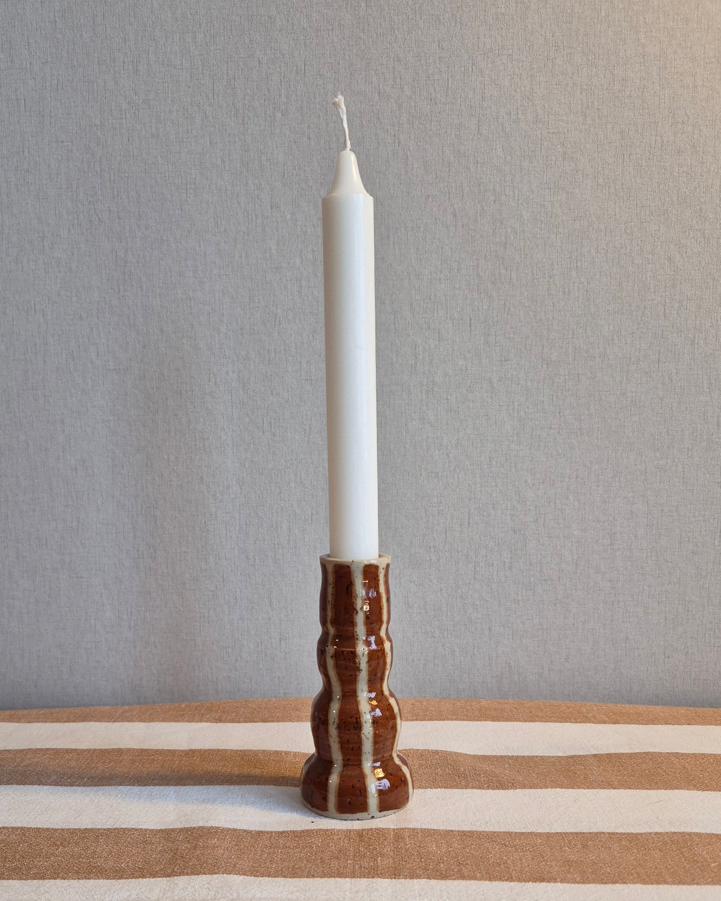 Candle holder brown stripes