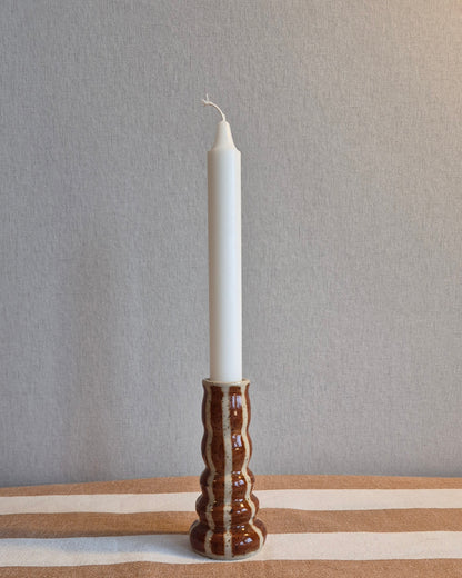 Candle holder brown stripes