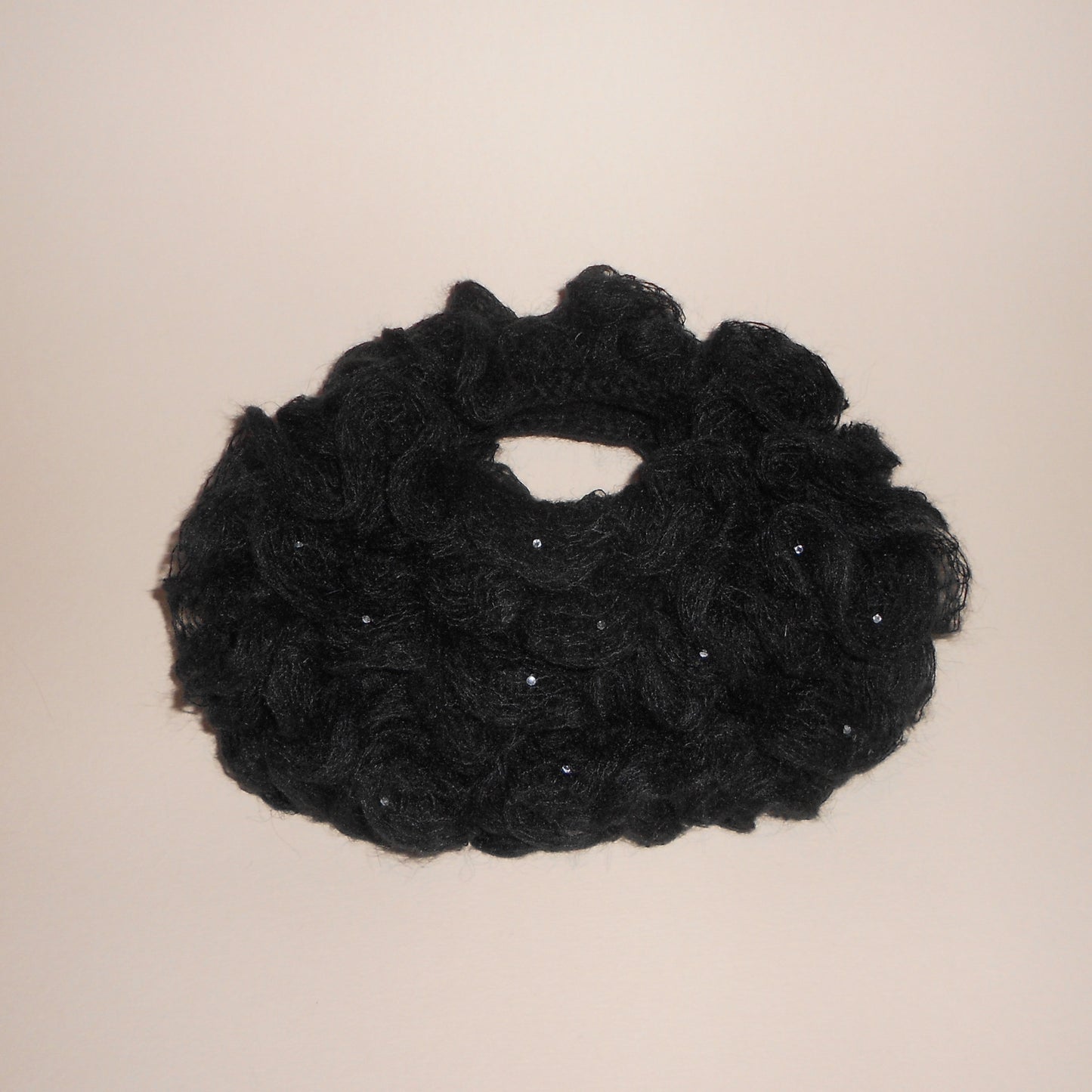 Ruffled bag - Black with rhinestones